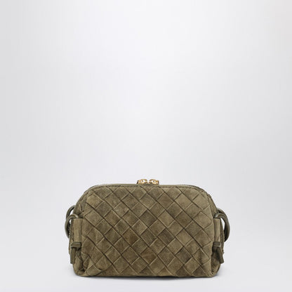 Bottega Veneta Women Concert Clutch Bag In Mud Colour In Intrecciato Suede