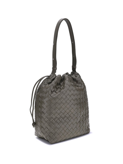 Bottega Veneta Men Woven Leather Bucket Bag