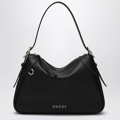 Gucci Gg Emblem Medium Black Shoulder Bag Women