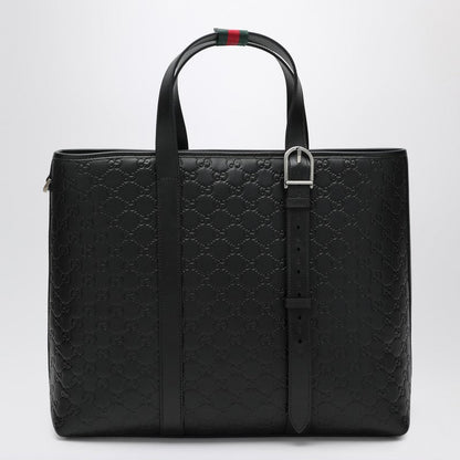 Gucci Large Black Gg Emblem Shopping Bag Men