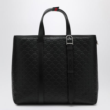 Gucci Large Black Gg Emblem Shopping Bag Men