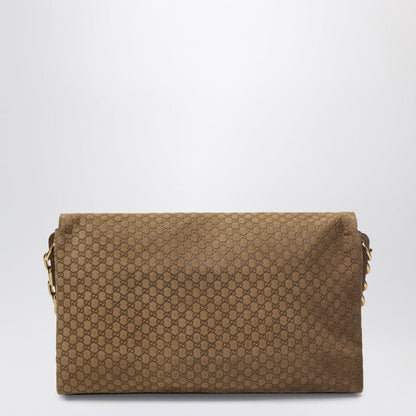 Gucci Large Beige Gg Suede Shoulder Bag Women