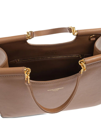 Dolce & Gabbana Women Leather Tote Bag With Top Handle