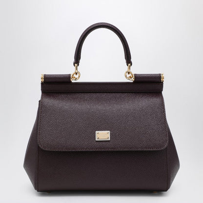 Dolce&Gabbana Large Wine-Colored Sicily Hand Bag Women
