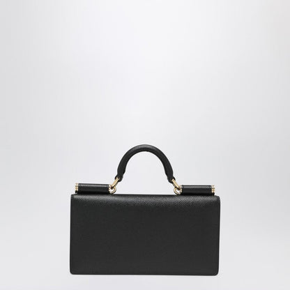 Dolce&Gabbana Mini Dauphine Black Leather Bag With Logo Tag Women