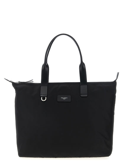 Dolce & Gabbana Men Media Logo Patch Shopping Bag