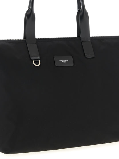 Dolce & Gabbana Men Media Logo Patch Shopping Bag