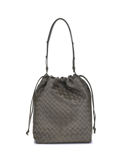 Bottega Veneta Men Woven Leather Bucket Bag