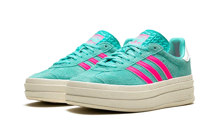 adidas Originals Gazelle Bold Shoes Flash Aqua Lucid Pink Cloud White