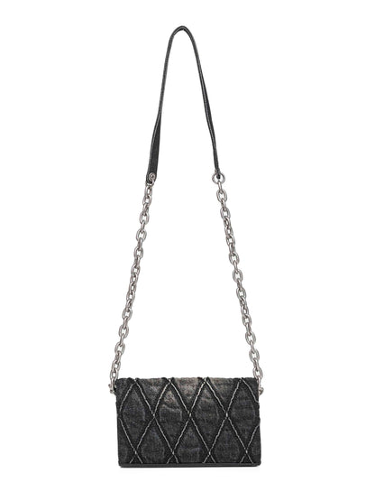 Diesel Women Black Charm-D Wallet Strap Wallet On Chain