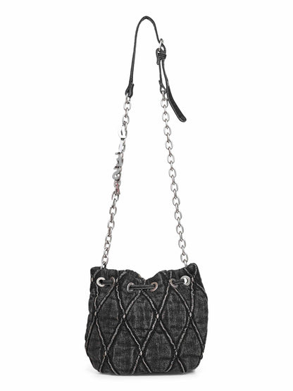 Diesel Women Black Charm-D Bucket S Crossbody Bag
