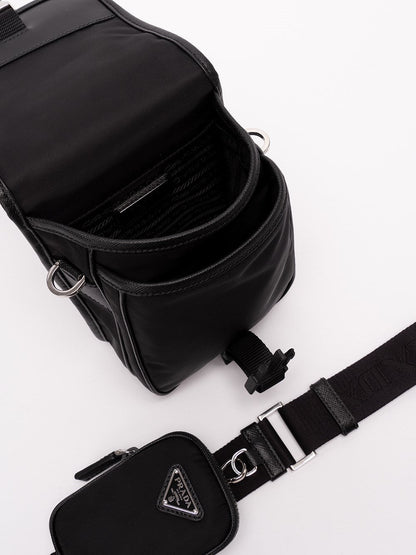 Prada Men Re-Nylon And Saffiano Leather Shoulder Bag
