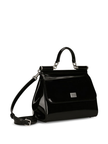 Dolce & Gabbana Women Sicly Large Shiny Leather Handbag