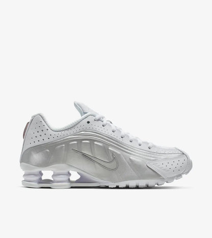 Nike Shox R4 White and Metallic Silver