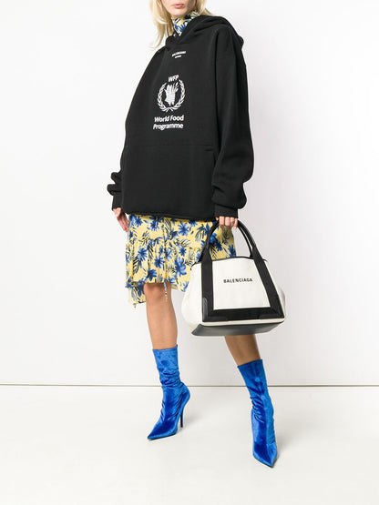 Balenciaga Women Navy Cabas Small Canvas Tote Bag